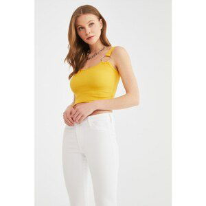 Trendyol Mustard Ring Detailed Knitted Blouse