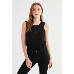 Trendyol Black Button Detailed Snap Fastener Knitted Body