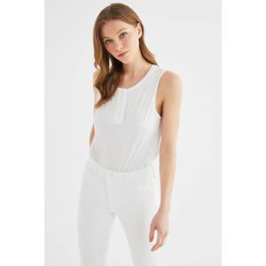 Trendyol White Button Detailed Snap Fastener Knitted Body