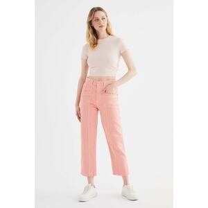 Trendyol Pink Stitch Detailed High Waist Mom Jeans