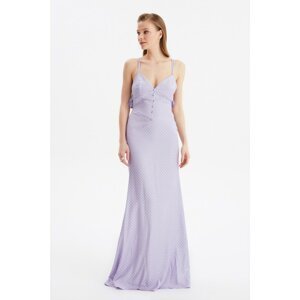 Trendyol Lilac Jacquard Satin Evening Dress & Graduation Gown