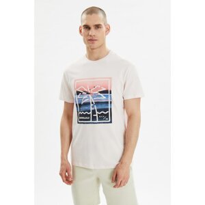 Trendyol Pink Men's Regular Fit Short Sleeve Printed T-Shirt