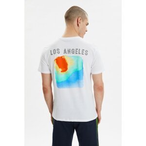 Trendyol White Men's Regular Fit Short Sleeve Printed T-Shirt