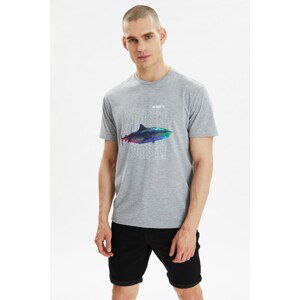 Trendyol Gray Men's Regular Fit Short Sleeve Printed T-Shirt