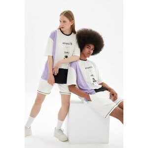 Trendyol White Unisex Oversize Color Block T-Shirt