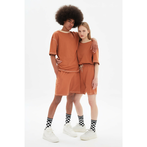 Trendyol Camel Unisex Oversize T-Shirt