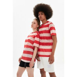 Trendyol Red Unisex Ringelli Regular Fit Striped T-Shirt