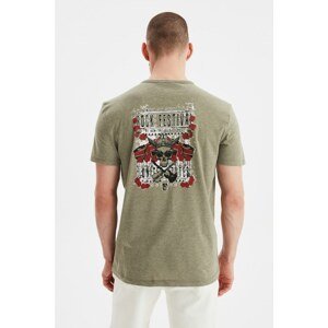 Trendyol Khaki Men's Regular Fit Short Sleeve Printed T-Shirt