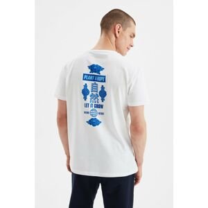 Trendyol White Men's Regular Fit Crew Neck Short Sleeve Printed T-Shirt