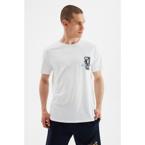 Trendyol White Men's Short Sleeve Regular Fit Printed T-Shirt