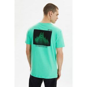 Trendyol Light Green Men's Regular Fit Crew Neck Short Sleeve Printed T-Shirt