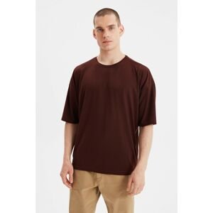 Trendyol Brown Basic Men's Crew Neck Oversized Short Sleeve T-Shirt