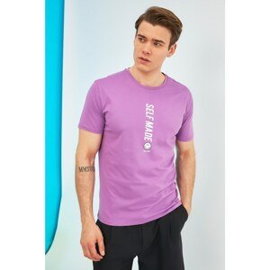 Trendyol Men's Purple Regular Fit Crew Neck Short Sleeve T-Shirt