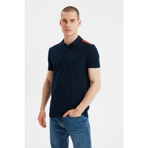 Trendyol Navy Blue Men's Slim Fit Short Sleeve Stripe Detailed Polo Neck T-shirt