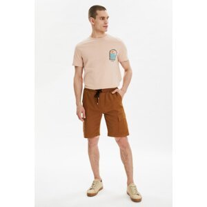 Trendyol Camel Men's Elastic Waist Double Flap Pocket Cargo Shorts & Bermuda