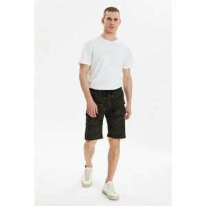 Trendyol Khaki Men's Elastic Waist Camouflage Printed Belted Shorts with Pockets & Bermuda