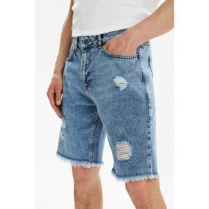 Trendyol Blue Men's Destroyed Regular Fit Shorts & Bermuda