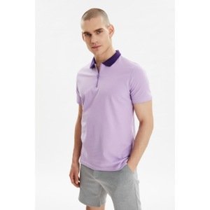 Trendyol Lila Men's Short Sleeve Slim Fit Zipper Detailed Polo Neck T-shirt