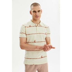 Trendyol Ecru Men's Regular Fit Short Sleeve Polo Neck T-shirt