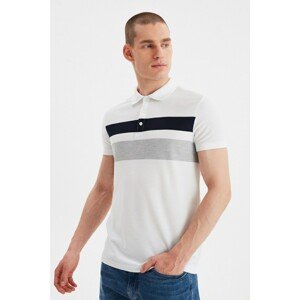 Trendyol Ecru Men's Slim Fit Short Sleeve Striped Polo T-shirt