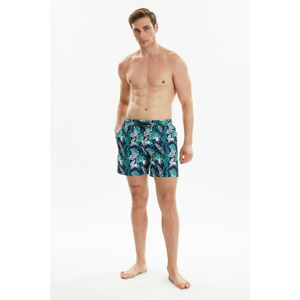 Trendyol Men's Navy Blue Tropical Print Swim Shorts