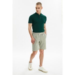 Trendyol Green Men's Elastic Waist Striped Seer Sucker Shorts & Bermuda