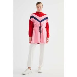 Trendyol Pink Color Paneled Zippered Knitted Tunic