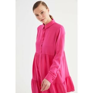 Trendyol Fuchsia Shirt Collar Tunic Dress
