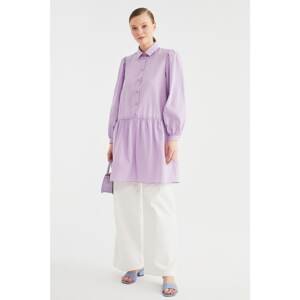 Trendyol Lilac Shirt Collar Tunic Dress