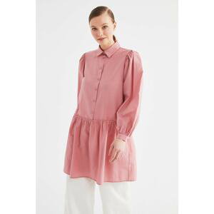Trendyol Dried Rose Shirt Collar Tunic Dress