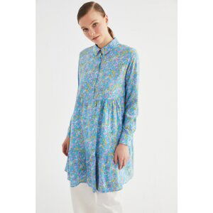 Trendyol Blue Shirt Collar Tunic Dress