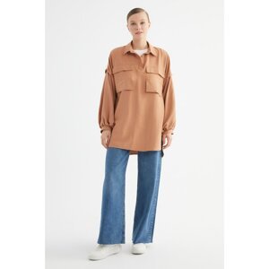 Trendyol Camel Shirt Collar Tunic