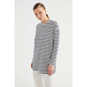 Trendyol Navy Striped Knitted Tunic T-shirt