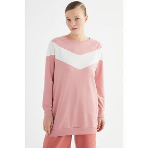 Trendyol Dried Rose Paneled Knitted Sweatshirt