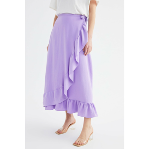 Trendyol Purple Wrapped Ruffle Knitted Skirt