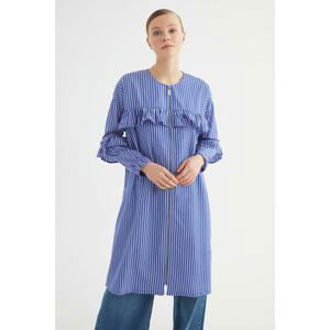 Trendyol Blue Striped Zippered Cape & Abaya