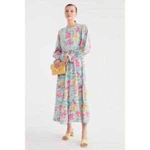 Trendyol Mint Floral Patterned Viscose Dress
