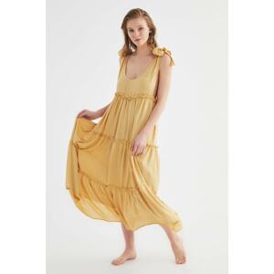 Trendyol Beige Tie Detailed Beach Dress