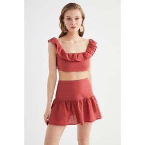 Trendyol Cinnamon Ruffle Detailed Bottom-Top Team