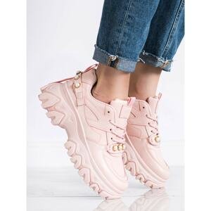 SHELOVET PINK SNEAKERS WITH BEADS