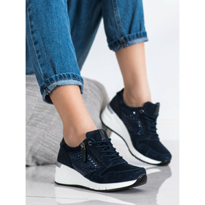 FILIPPO NAVY LEATHER SNEAKERS