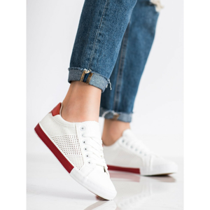 SHELOVET OPENWORK SNEAKERS WITH RED INSERT