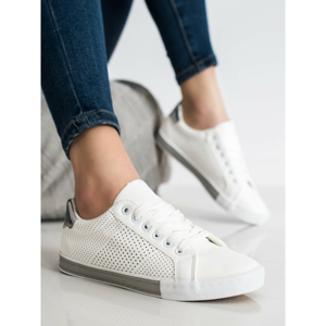 SHELOVET OPENWORK SNEAKERS WITH SILVER INSERT