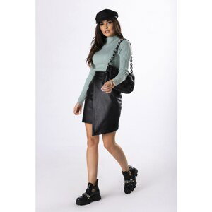 asymmetric skirt in imitation leather