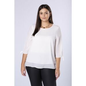 Tulle blouse with slits on the sleeves and a decorative welt on the back