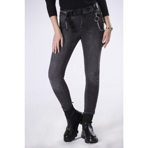 slim fit jeans with belt and chain