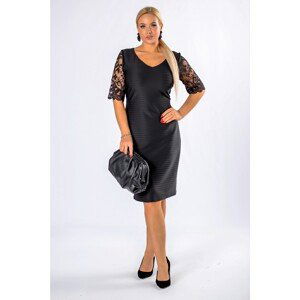 fitted dress with lace sleeves and inserts on the back