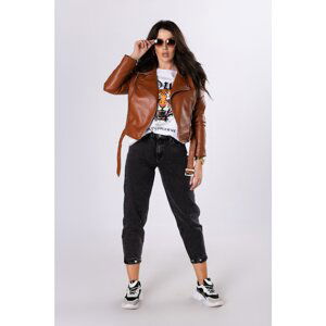 imitation leather biker jacket