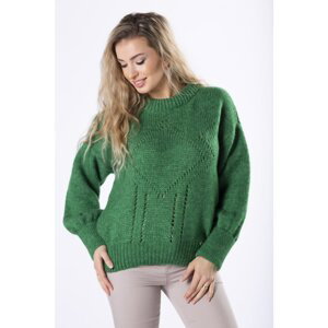 sweater with openwork stitching and puffed sleeves