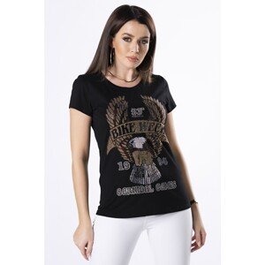 cotton t-shirt with shiny crystals on the bust